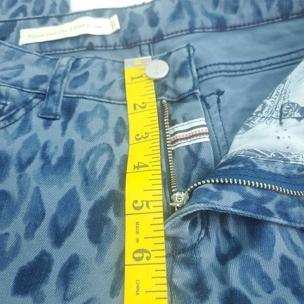 Pilcro Womens Blue Leopard Print Mid Rise Skinny Flat Front Ankle Jeans Size 26 - Picture 5 of 12